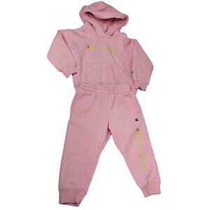 Champion Toddler Girls Pink Hoodie & Jogger Set Size 2T Used